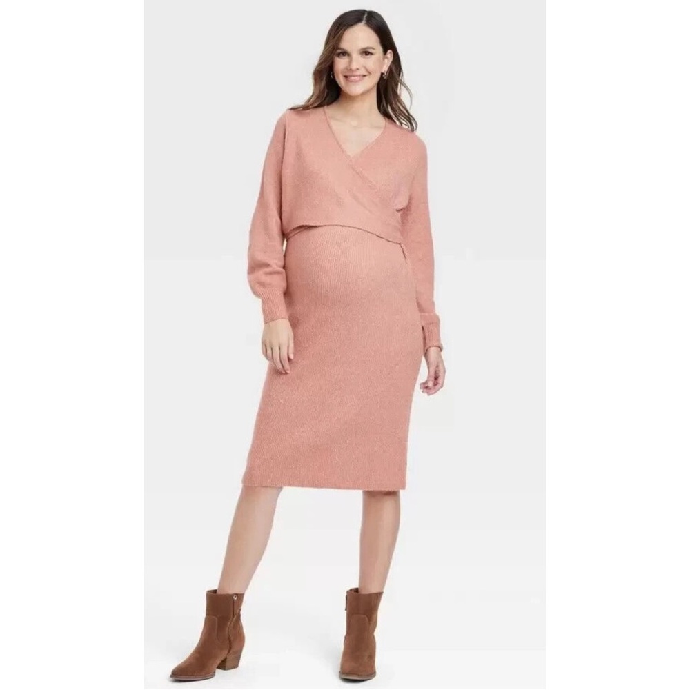 Isabel Maternity by Ingrid & Isabel Long Sleeve Sweater Maternity Dress Size L